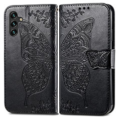 Coque Portefeuille Papillon Livre Cuir Etui Clapet pour Samsung Galaxy A04s Noir