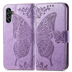 Coque Portefeuille Papillon Livre Cuir Etui Clapet pour Samsung Galaxy A04s Violet Clair