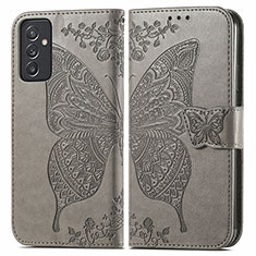 Coque Portefeuille Papillon Livre Cuir Etui Clapet pour Samsung Galaxy A05s Gris