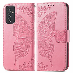 Coque Portefeuille Papillon Livre Cuir Etui Clapet pour Samsung Galaxy A05s Rose Rouge