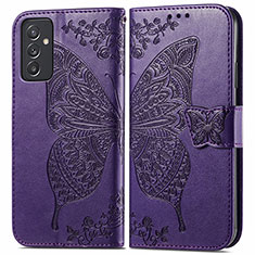 Coque Portefeuille Papillon Livre Cuir Etui Clapet pour Samsung Galaxy A05s Violet