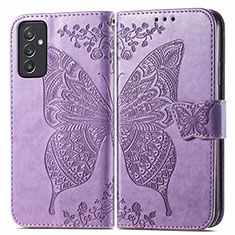 Coque Portefeuille Papillon Livre Cuir Etui Clapet pour Samsung Galaxy A05s Violet Clair