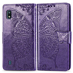 Coque Portefeuille Papillon Livre Cuir Etui Clapet pour Samsung Galaxy A10 Violet