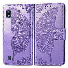 Coque Portefeuille Papillon Livre Cuir Etui Clapet pour Samsung Galaxy A10 Violet Clair