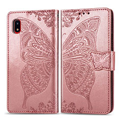 Coque Portefeuille Papillon Livre Cuir Etui Clapet pour Samsung Galaxy A20 SC-02M SCV46 Rose
