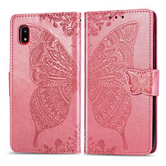 Coque Portefeuille Papillon Livre Cuir Etui Clapet pour Samsung Galaxy A20 SC-02M SCV46 Rose Rouge
