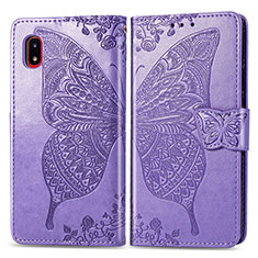 Coque Portefeuille Papillon Livre Cuir Etui Clapet pour Samsung Galaxy A20 SC-02M SCV46 Violet Clair