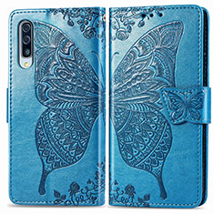 Coque Portefeuille Papillon Livre Cuir Etui Clapet pour Samsung Galaxy A30S Bleu