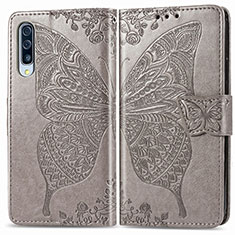 Coque Portefeuille Papillon Livre Cuir Etui Clapet pour Samsung Galaxy A30S Gris
