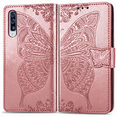Coque Portefeuille Papillon Livre Cuir Etui Clapet pour Samsung Galaxy A30S Rose