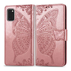 Coque Portefeuille Papillon Livre Cuir Etui Clapet pour Samsung Galaxy A41 Rose