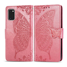 Coque Portefeuille Papillon Livre Cuir Etui Clapet pour Samsung Galaxy A41 Rose Rouge