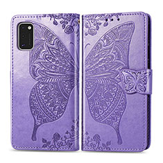 Coque Portefeuille Papillon Livre Cuir Etui Clapet pour Samsung Galaxy A41 Violet Clair