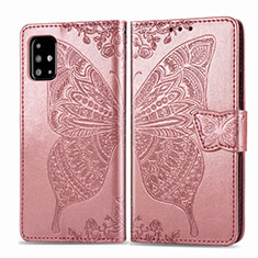 Coque Portefeuille Papillon Livre Cuir Etui Clapet pour Samsung Galaxy A71 4G A715 Rose