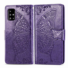 Coque Portefeuille Papillon Livre Cuir Etui Clapet pour Samsung Galaxy A71 4G A715 Violet