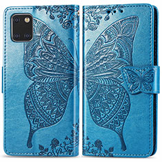 Coque Portefeuille Papillon Livre Cuir Etui Clapet pour Samsung Galaxy A81 Bleu