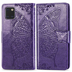Coque Portefeuille Papillon Livre Cuir Etui Clapet pour Samsung Galaxy A81 Violet