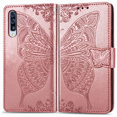 Coque Portefeuille Papillon Livre Cuir Etui Clapet pour Samsung Galaxy A90 5G Rose