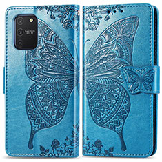 Coque Portefeuille Papillon Livre Cuir Etui Clapet pour Samsung Galaxy A91 Bleu