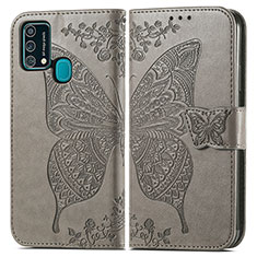 Coque Portefeuille Papillon Livre Cuir Etui Clapet pour Samsung Galaxy F41 Gris