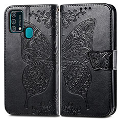 Coque Portefeuille Papillon Livre Cuir Etui Clapet pour Samsung Galaxy F41 Noir