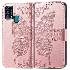 Coque Portefeuille Papillon Livre Cuir Etui Clapet pour Samsung Galaxy F41 Rose