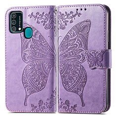 Coque Portefeuille Papillon Livre Cuir Etui Clapet pour Samsung Galaxy F41 Violet Clair