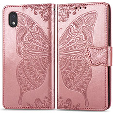 Coque Portefeuille Papillon Livre Cuir Etui Clapet pour Samsung Galaxy M01 Core Rose