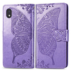 Coque Portefeuille Papillon Livre Cuir Etui Clapet pour Samsung Galaxy M01 Core Violet Clair