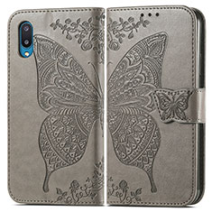 Coque Portefeuille Papillon Livre Cuir Etui Clapet pour Samsung Galaxy M02 Gris