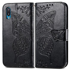 Coque Portefeuille Papillon Livre Cuir Etui Clapet pour Samsung Galaxy M02 Noir