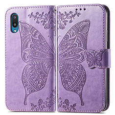 Coque Portefeuille Papillon Livre Cuir Etui Clapet pour Samsung Galaxy M02 Violet Clair