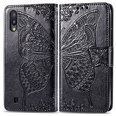 Coque Portefeuille Papillon Livre Cuir Etui Clapet pour Samsung Galaxy M10 Noir