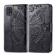 Coque Portefeuille Papillon Livre Cuir Etui Clapet pour Samsung Galaxy M21s Noir