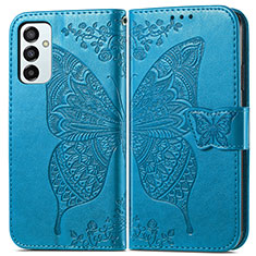 Coque Portefeuille Papillon Livre Cuir Etui Clapet pour Samsung Galaxy M23 5G Bleu