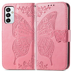 Coque Portefeuille Papillon Livre Cuir Etui Clapet pour Samsung Galaxy M23 5G Rose Rouge