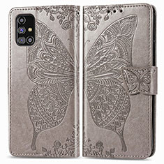 Coque Portefeuille Papillon Livre Cuir Etui Clapet pour Samsung Galaxy M31s Gris