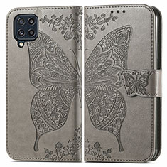 Coque Portefeuille Papillon Livre Cuir Etui Clapet pour Samsung Galaxy M32 4G Gris