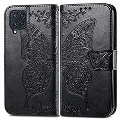 Coque Portefeuille Papillon Livre Cuir Etui Clapet pour Samsung Galaxy M32 4G Noir