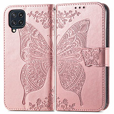 Coque Portefeuille Papillon Livre Cuir Etui Clapet pour Samsung Galaxy M32 4G Rose