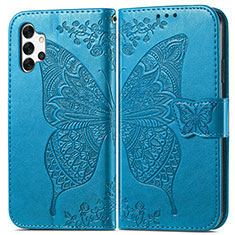 Coque Portefeuille Papillon Livre Cuir Etui Clapet pour Samsung Galaxy M32 5G Bleu