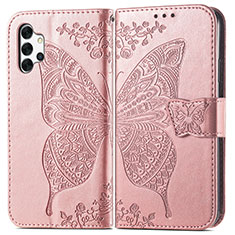 Coque Portefeuille Papillon Livre Cuir Etui Clapet pour Samsung Galaxy M32 5G Rose