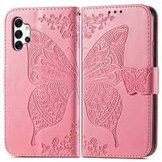 Coque Portefeuille Papillon Livre Cuir Etui Clapet pour Samsung Galaxy M32 5G Rose Rouge