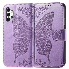 Coque Portefeuille Papillon Livre Cuir Etui Clapet pour Samsung Galaxy M32 5G Violet Clair