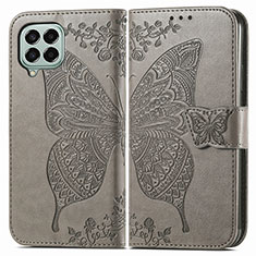 Coque Portefeuille Papillon Livre Cuir Etui Clapet pour Samsung Galaxy M33 5G Gris