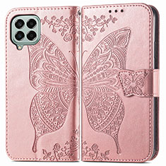 Coque Portefeuille Papillon Livre Cuir Etui Clapet pour Samsung Galaxy M33 5G Rose