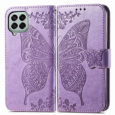 Coque Portefeuille Papillon Livre Cuir Etui Clapet pour Samsung Galaxy M33 5G Violet Clair