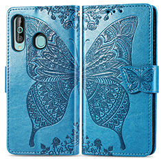 Coque Portefeuille Papillon Livre Cuir Etui Clapet pour Samsung Galaxy M40 Bleu