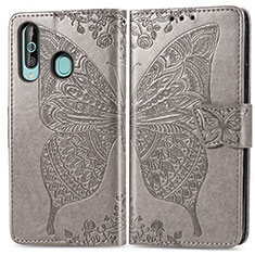 Coque Portefeuille Papillon Livre Cuir Etui Clapet pour Samsung Galaxy M40 Gris