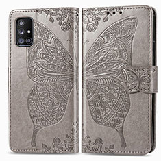 Coque Portefeuille Papillon Livre Cuir Etui Clapet pour Samsung Galaxy M40S Gris